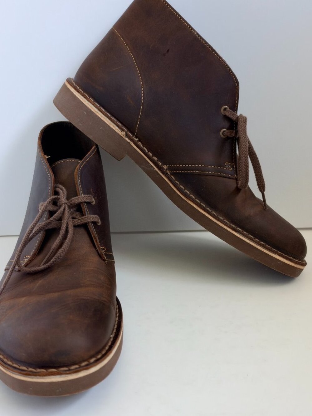 Clarks Bushacre Chukka Desert Boots Mens 9.5 Brown Beeswax Leather Lace Up